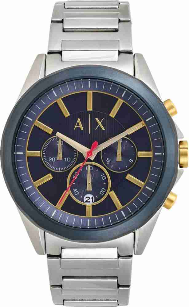 Armani exchange men's drexler blue chronograph stainless steel watch best sale