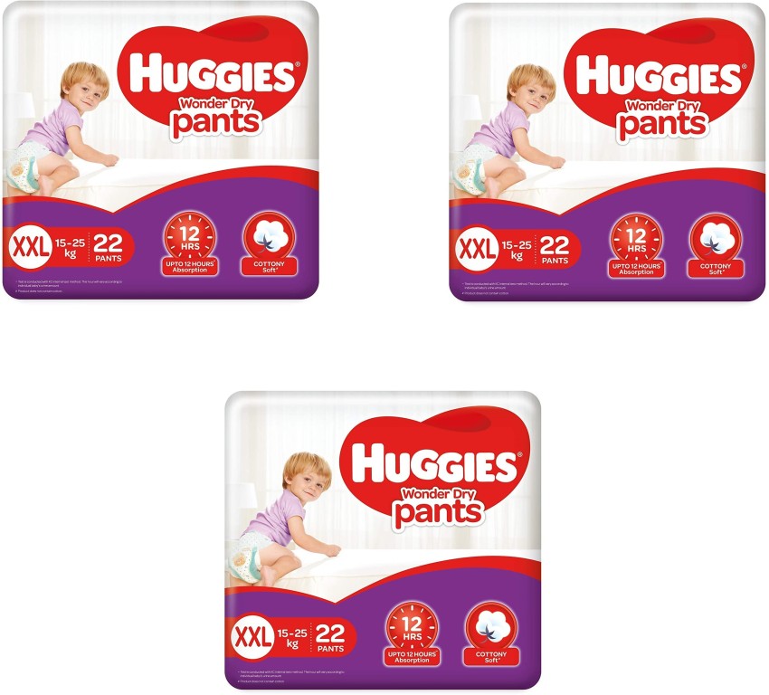 Huggies Wonder Dry Pants  XXL 22 pieces   Pack of 3   XXL  Buy 66 Huggies  Pant Diapers  Flipkartcom