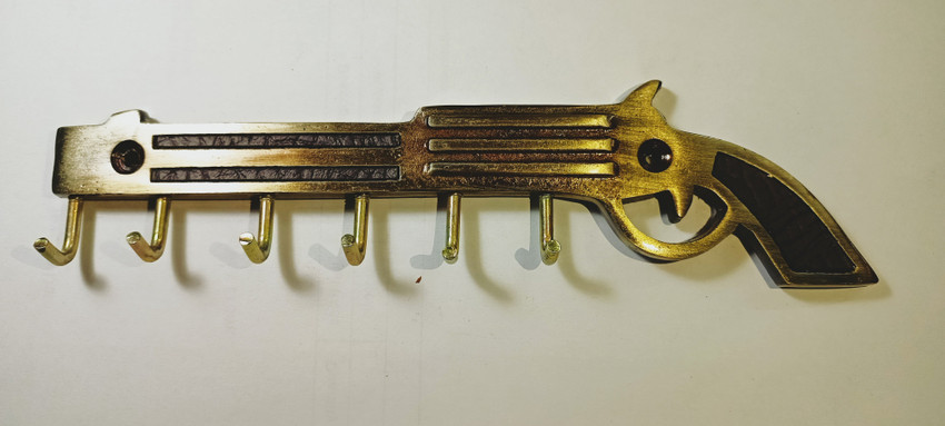 Kmartstore Key Holder Brass Key Holder Gun Shape Key Hanger Earphone Lead Hanger Charger Hanger Jewellery Hanger Wall Mount Holder Best For Wall Decor And Home Keys Hanger Office key Holder Brass