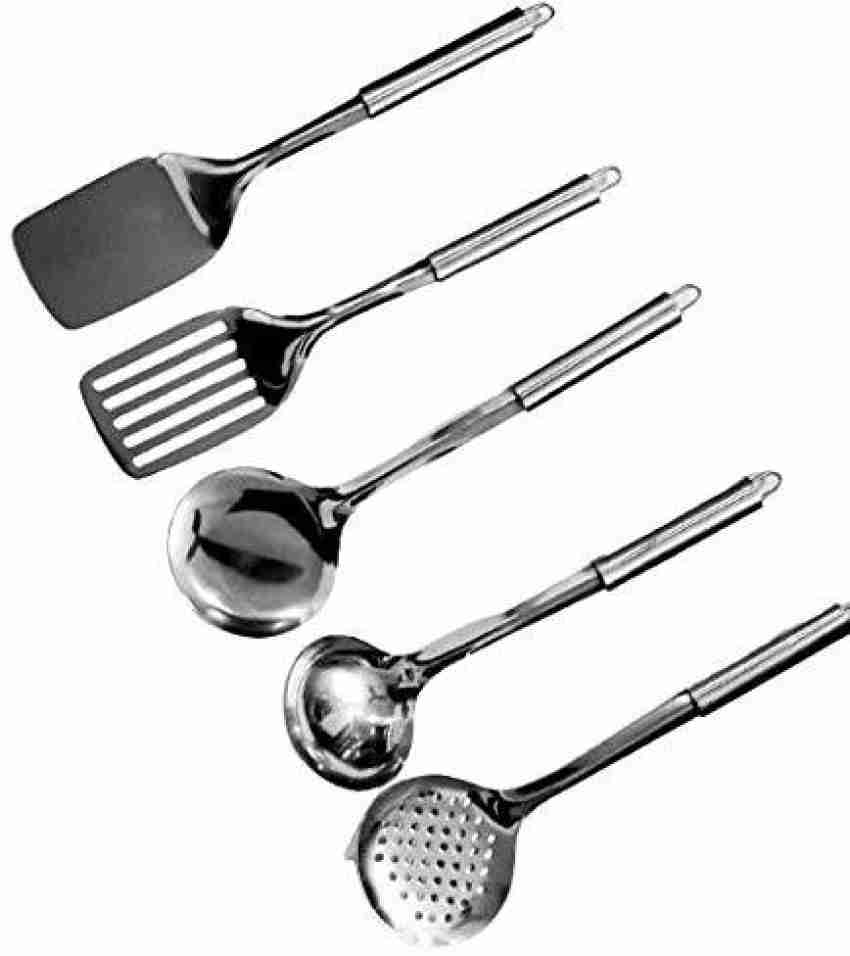 Steel Cooking Serving Spoon Set of 4 Kitchen Tools Spatula Chamcha Karchhi  palta