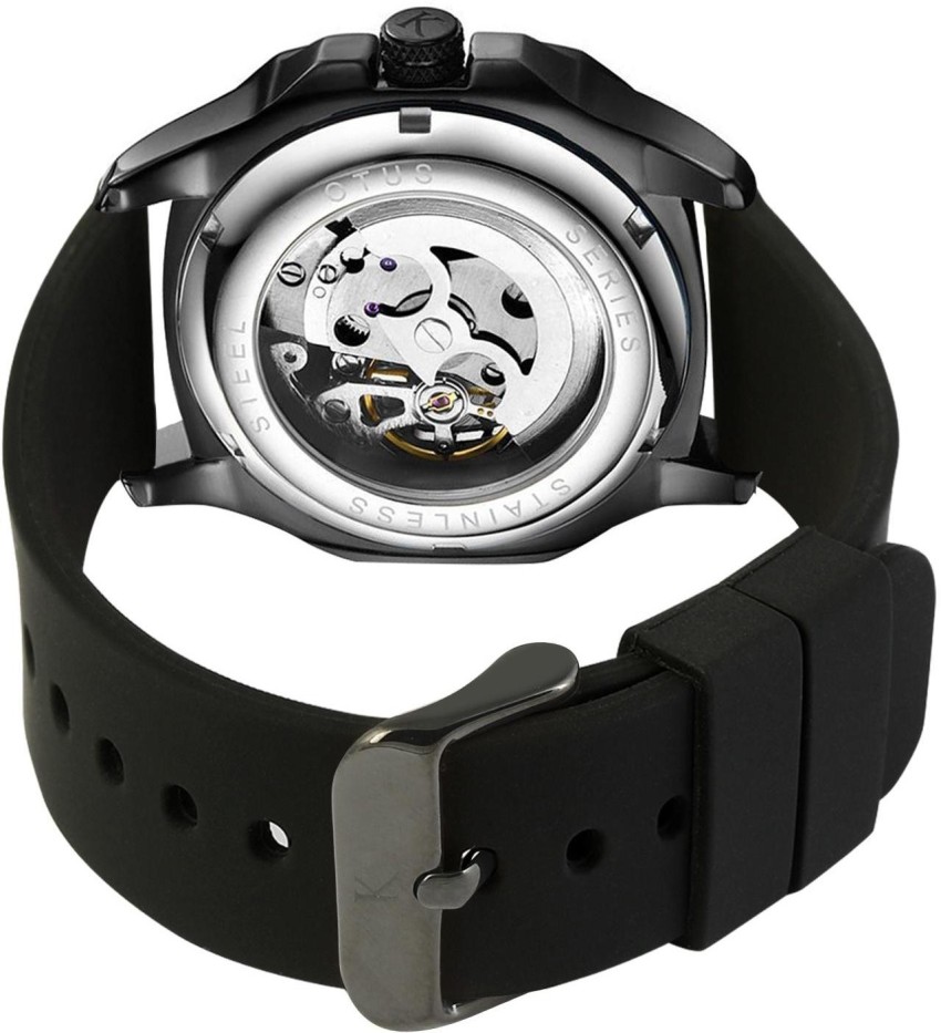 Kredo Men DEDON Black Automatic Skeleton Analogue Watch-KW030