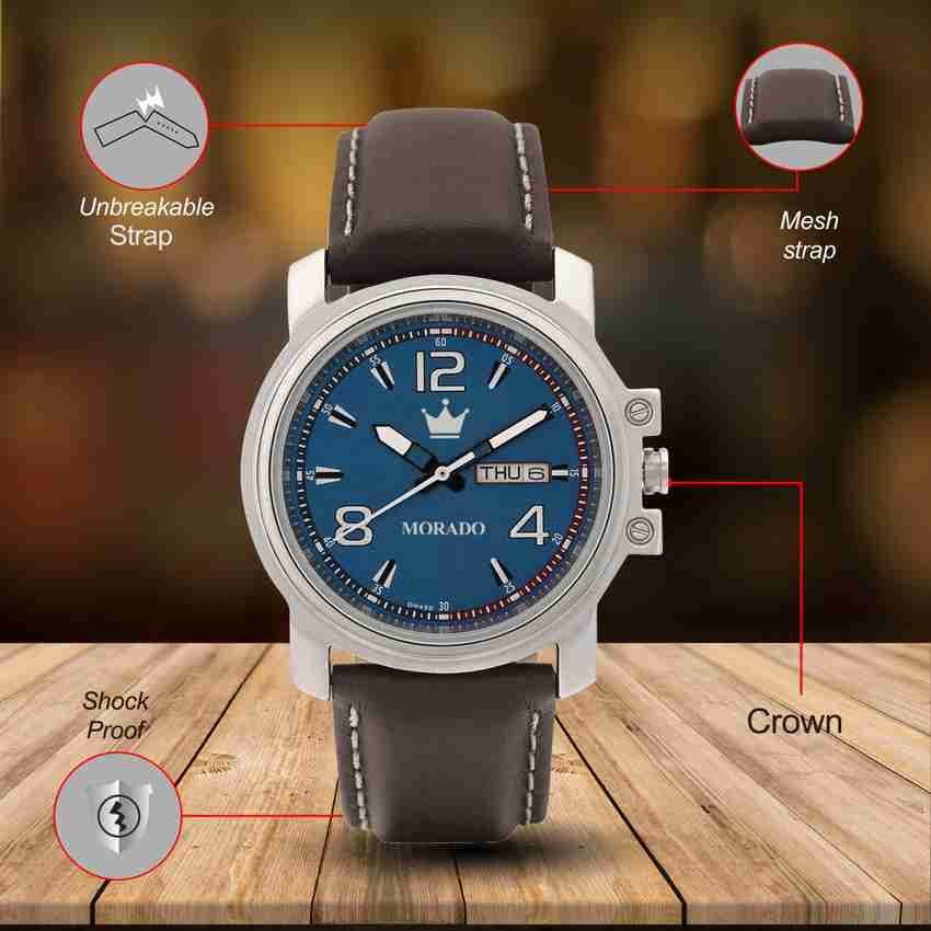 MORADO Fashion 3039SL10 Day and Date Functioning Mesh Pattern Leather Strap Analog Watch For Men Buy MORADO Fashion 3039SL10 Day and Date Functioning Mesh Pattern Leather Strap Analog Watch
