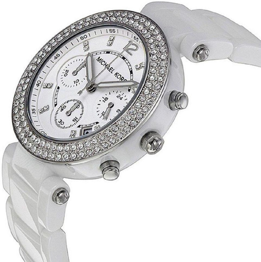 Michael kors watch best sale women's white ceramic bracelet
