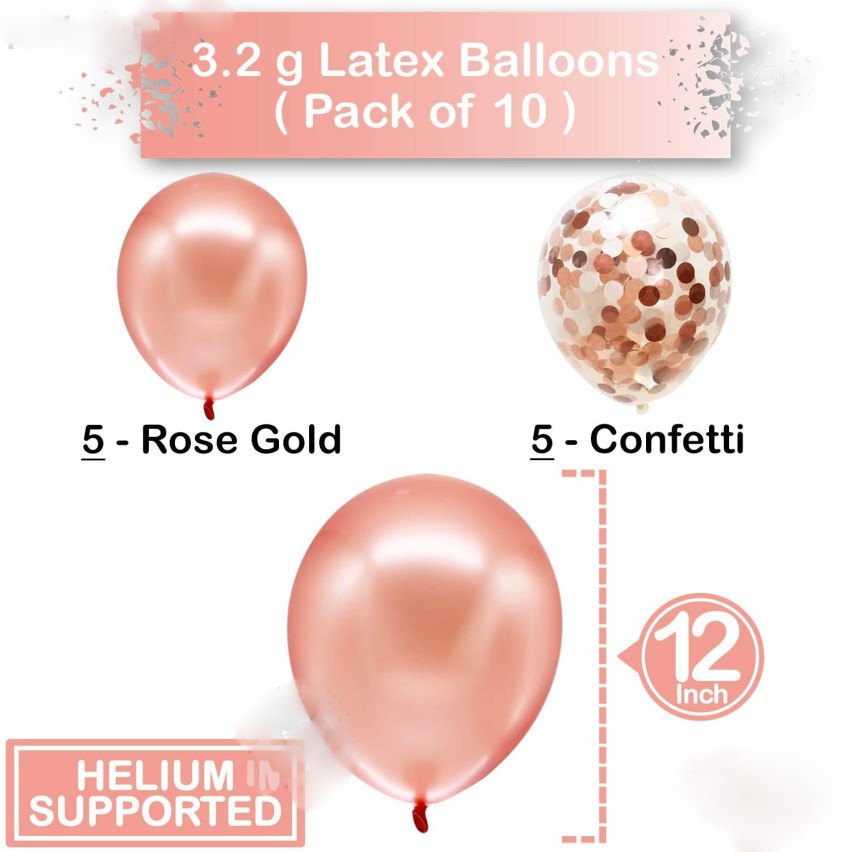 PartyDecoration Rose Gold 1 Balloon for First Birthday - Large, Pack of 11, Rose Gold Confetti Party Decorations, Great for 1st Birthday Decorations  Supplies