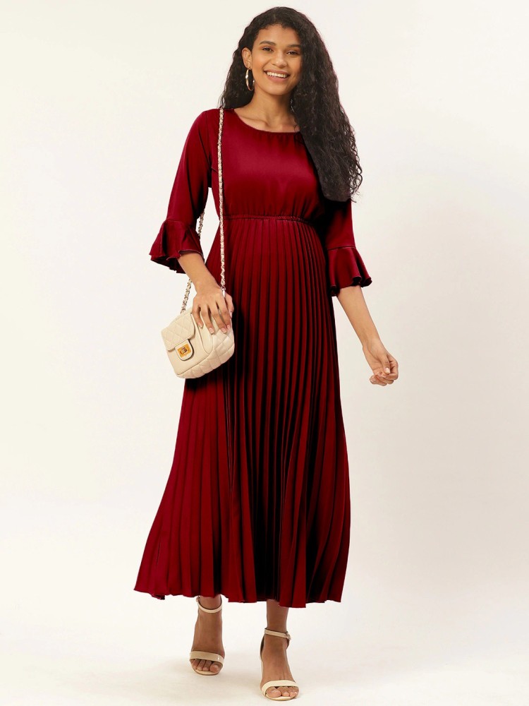 U&F Purple Accordion Pleated Maxi Dress