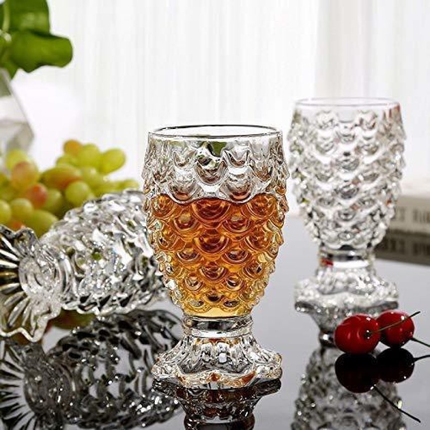 Fancy Juice Glasses Set, Pineapple Shape Glass for Water 6 pis Coffee, Cold  Drink