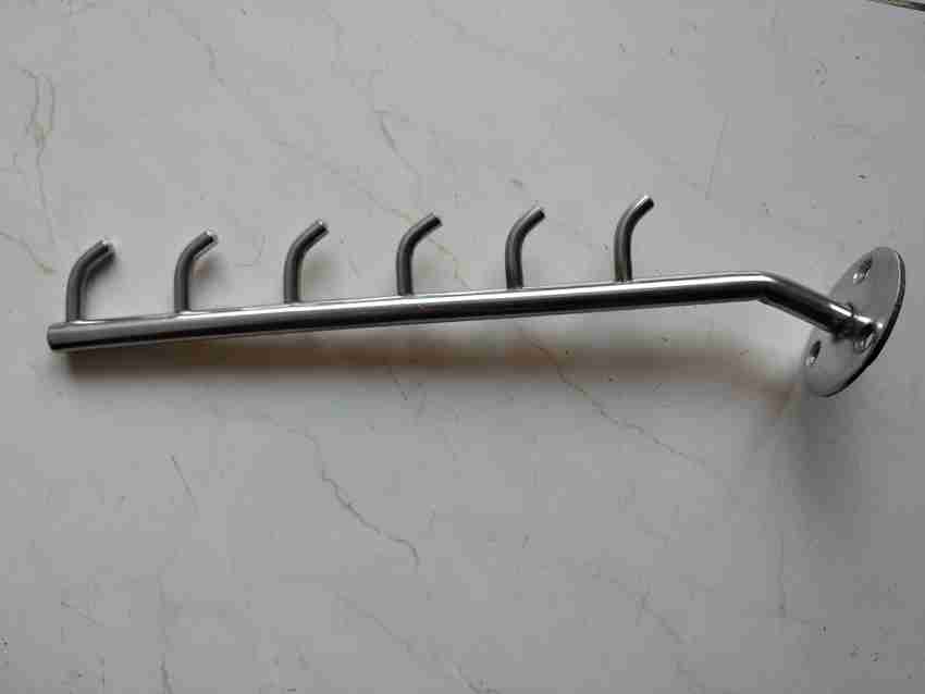 Q1 Beads 6 pin Wall drope Hanger hook rail for Cloth Multipurpose Metal Pack of 2 Stainless Steel Clothes Hanger Heavy Duty Drying Rack Wall Mount Hook Rail 6 Price in India Buy Q1 Beads 6 pin Wall d...