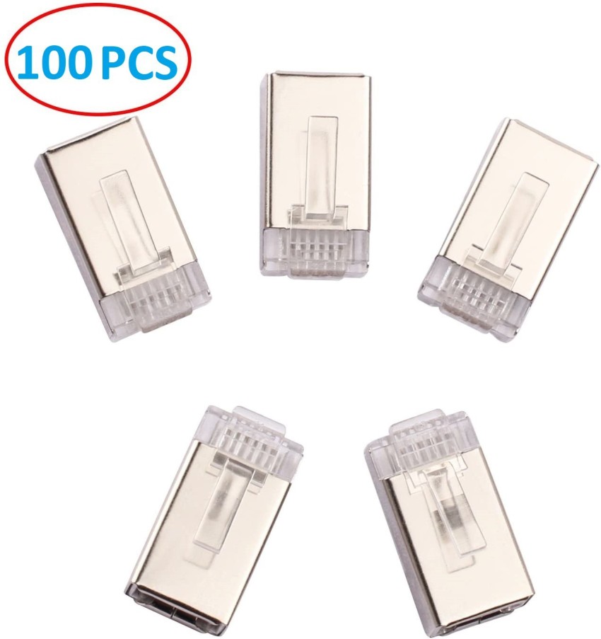 Tech-X RJ45 Cat7 & Cat6A Crimping Connectors plug - 4 Pcs, 50U Nickel  Plated 3 Prong Shielded FTP/STP External Ground for 23 AWG (0.573mm)  Network Cable, Metal Shielded, RJ45 8P8C Modular Plug Lan Adapter Price in  India - Buy Tech-X RJ45