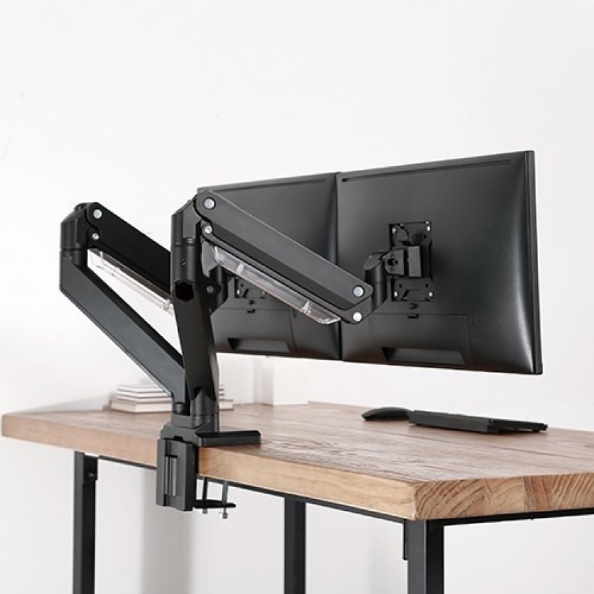 TONY STARK LED Dual Monitor Stand Desk Clamp Mount Two arms swivel