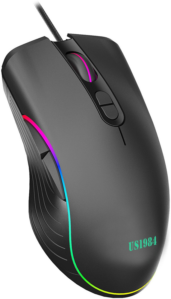 US1984 Wired USB Gaming Mouse 6400 DPI Optical Sensor Ergonomic