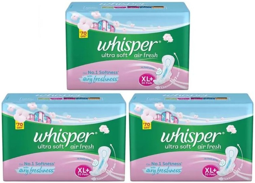 Whisper Ultra Soft XL Plus Sanitary Pads, Pack of 30 count
