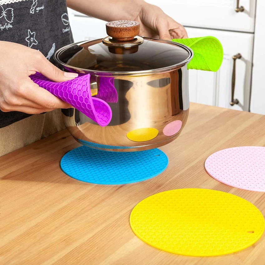 2pcs Random Color Silicone Pot Holders, Heat-resistant, Non-slip