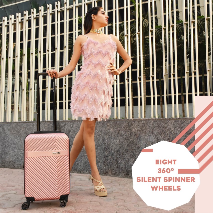  Star river Luggage, trolley case, pink, silver, red, black  brown, 20 inches, 22 inches, 24 inches, 26 inches, with 4 sets of rotating  wheels, combination lock, telescopic rod, zipper, PC+ABS, 24in 