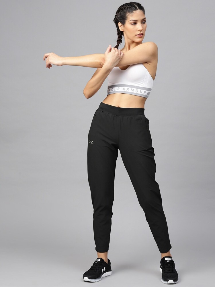 UNDER ARMOUR Solid Women Black Track Pants - Buy UNDER