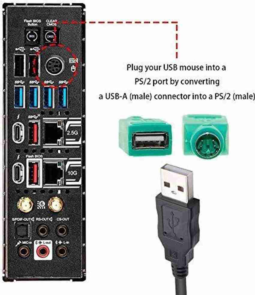 ULTRABYTES PS2 to USB Female PS 2 Male Converter Changer Adapter for Keyboard Mouse USB Adapter