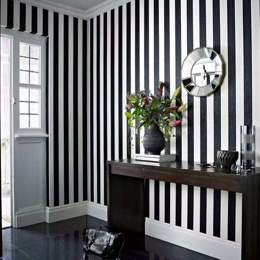 Univocean Black White Striped Wallpaper 3D PVC Self Adhesive Wallpaper for  Bedrooms Living Room Drawing Room Vinyl Stickers 1000 x 45 cm   Amazonin Home Improvement