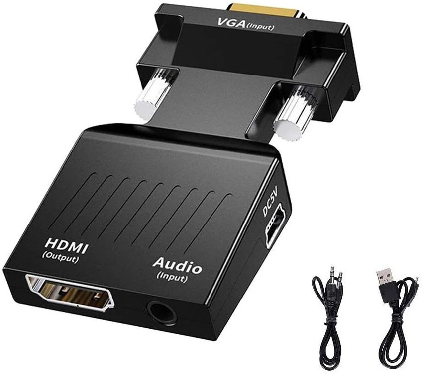 StoreIN Portable VGA to HDMI Adapter Converter with Audio Old PC to TV Monitor with HDMI Male VGA to HDMI Video Adapter for TV Computer Projector with Audio Power Cable D Sub 15 pin. Gaming Adapter