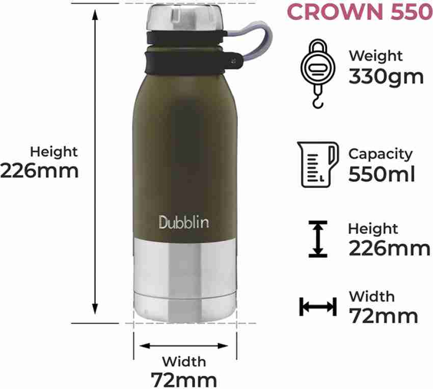 DUBBLIN Crown Double Wall Vacuum Insulated Water Bottle, Keeps Hot