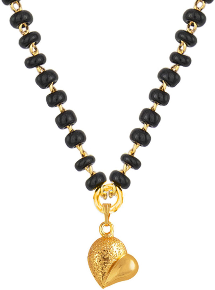 JFL Jewellery for Less Fashionable Mangalsutra Gold Plated Designer Heart Pendant With Black Beaded Golden Chain Copper Mangalsutra Price in India Buy JFL Jewellery for Less Fashionable Mangalsutra Go...