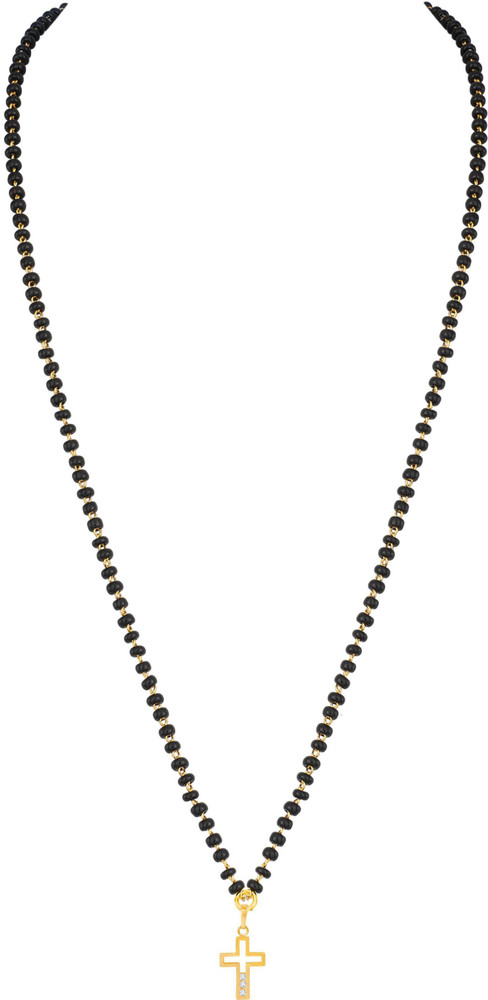 JFL Jewellery for Less Fashionable Mangalsutra Gold Plated Cross Pendant With Black Beaded Golden Chain Copper Mangalsutra Price in India Buy JFL Jewellery for Less Fashionable Mangalsutra Gold Plated...