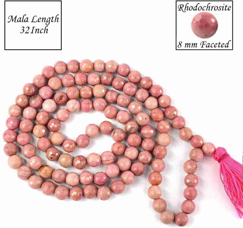 REIKI CRYSTAL PRODUCTS Rhodochrosite Mala Natural Crystal Mala Stone Mala  Stone Necklace Jap Mala 8 mm Faceted 108 Beads Mala Crystal Necklace  Fashion Jewelry For Reiki Healing Crystal Healing 32 inch Approx