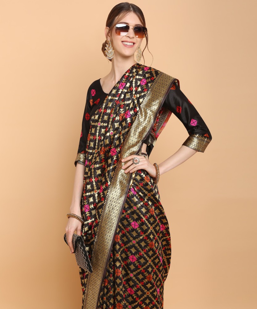 Buy Black Sarees for Women by Ethnic Junction Online