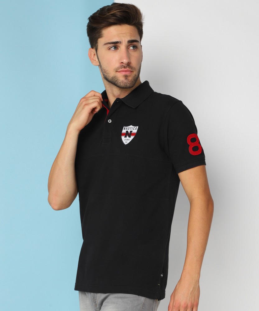 NAUTICA Solid Men Polo Neck Black T-Shirt - Buy NAUTICA Solid Men Polo Neck  Black T-Shirt Online at Best Prices in India