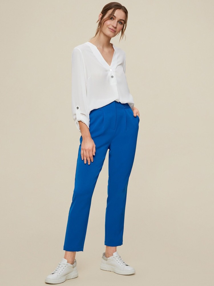 Buy Women Black Regular Fit Solid Parallel Trousers online  Looksgudin