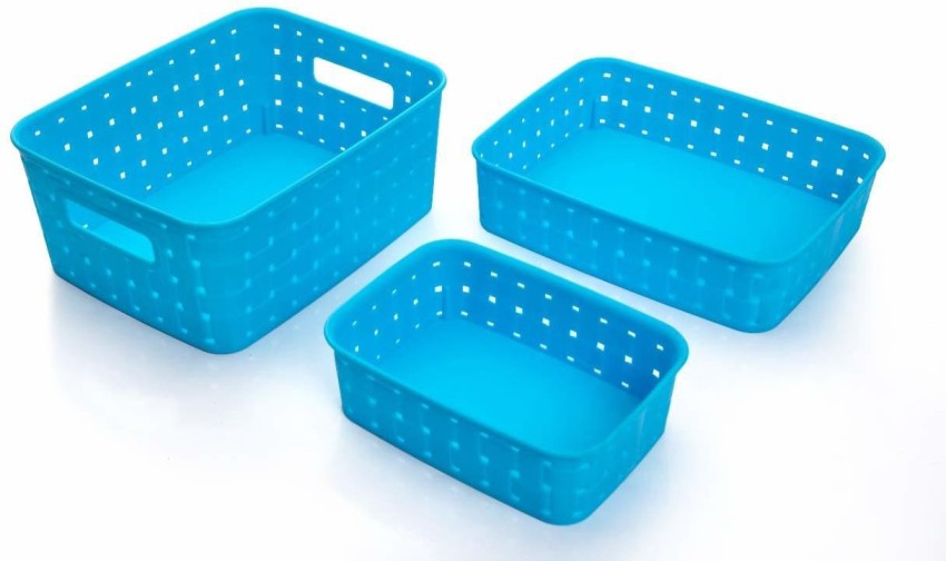 Blue Plastic Fruit Basket Set