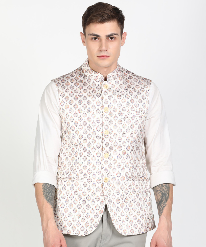 COLORPLUS Sleeveless Printed Men Bandhgala Jacket Buy COLORPLUS