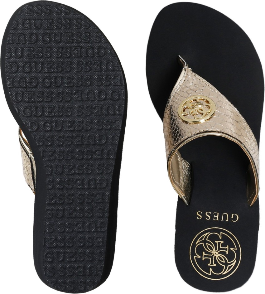 Guess gold clearance flip flops