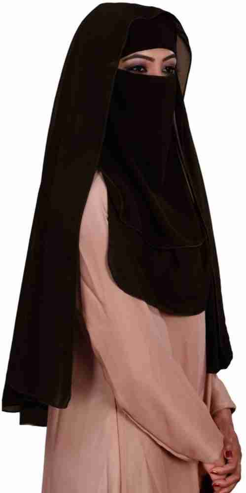 Ninecolors ARABIC NIQAB FOR WOMEN Chiffon Solid Burqa Price in