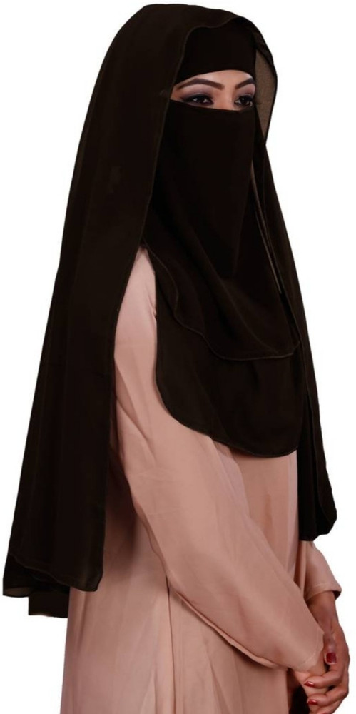 Ninecolors ARABIC NIQAB FOR WOMEN Chiffon Solid Burqa Price in