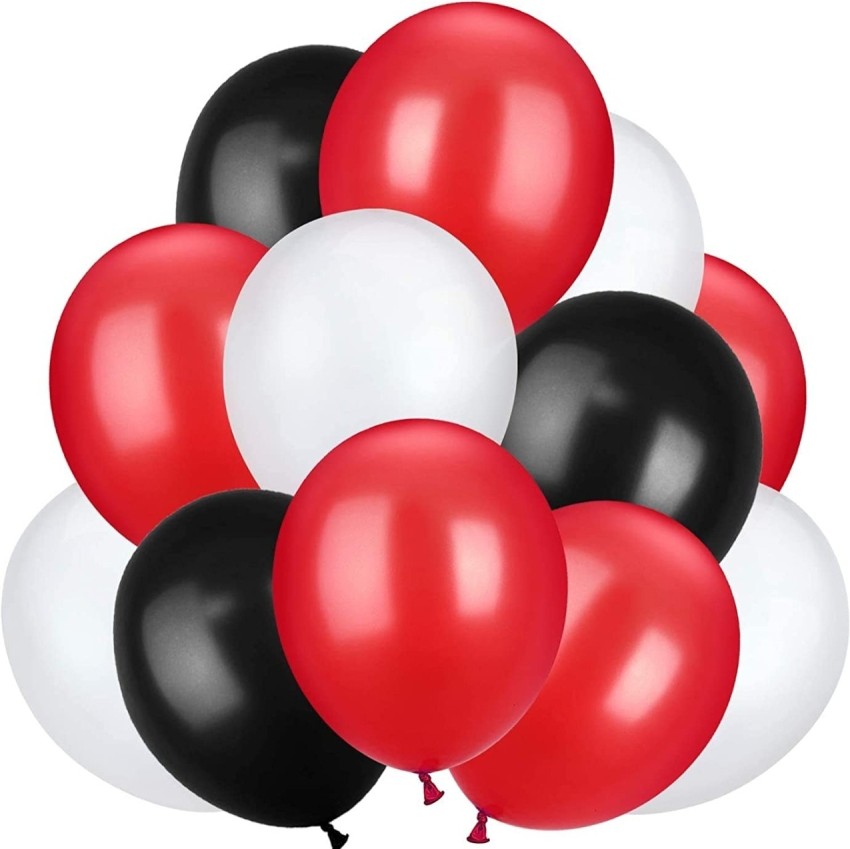 62Pcs Red and Black Balloons Kit - 12 Inches Red Black Party