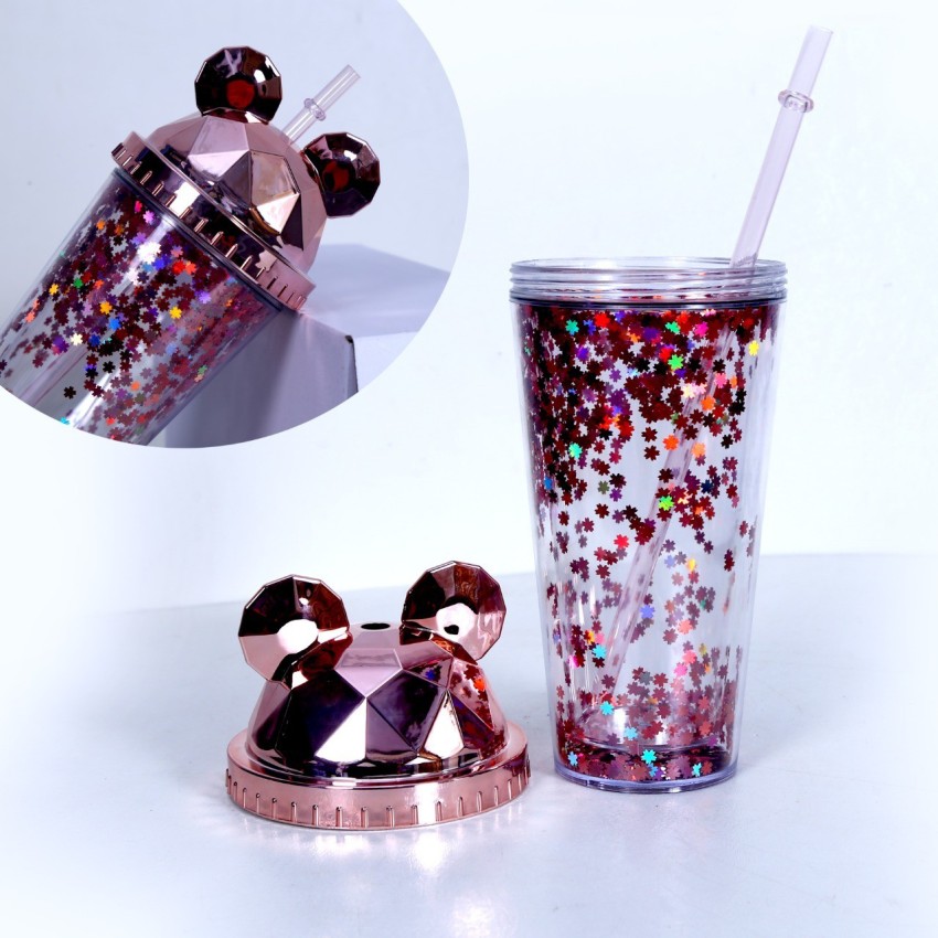 Mickey Printed Sipper Bottle With Straw For Kids, Glass Tumbler Sipper  Water Bottle