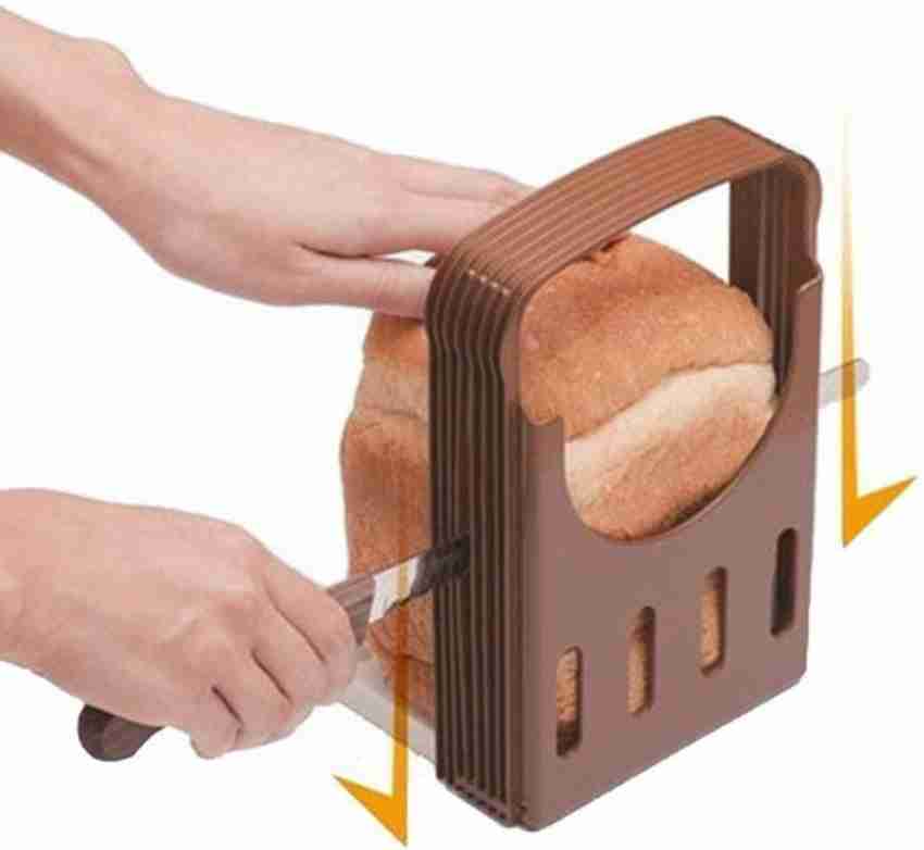 Bamboo Bread Slicer with Cutting Board Foldable Adjustable Bread Slicer for Homemade Bread Loaf Cakes, Size: 33, Brown