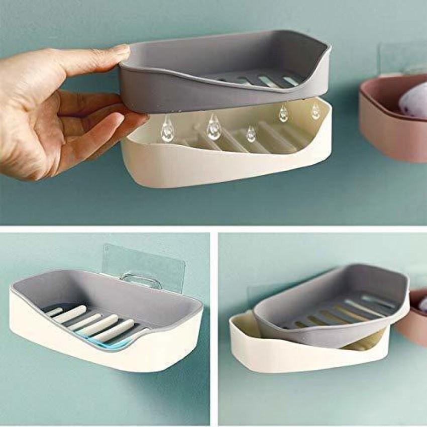 Multifunctional Plastic Bathroom Suction Storage Shelf With Double