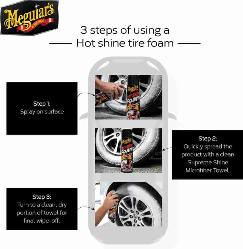 Meguiars G13919 Hot Shine Tire Foam - Aerosol Tire Shine for