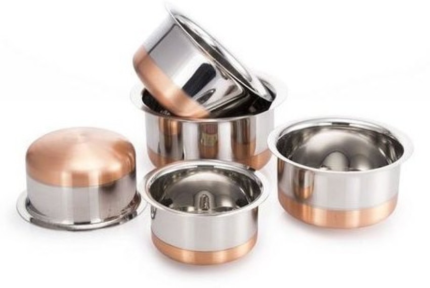 Copper Bottom Top with Lid - 5 Pcs Set - Stainless Steel Top