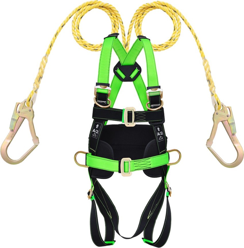 Industrial Business Solution Full Body Safety Belt 1012 (Harness) with  Lanyard 1.8 mtr Nylon Rope Hook 203 Safety Harness