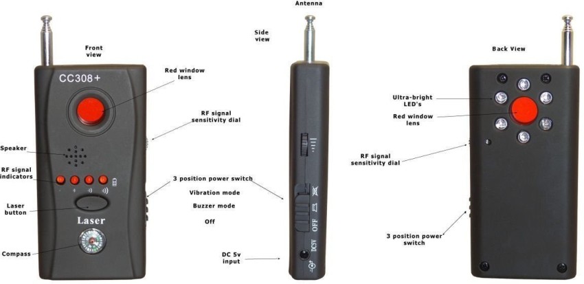 Détecteurs de Caméra Cachée, Brouilleur de Signal Précis Rapide Haute  Sensibilité Détecteur de Bug 3 Modes de Détection, Détecteur de Signal RF  Noir