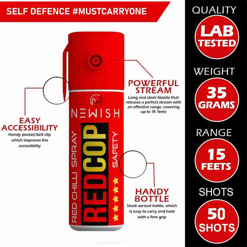 Buy Newish Self Defence Pepper Spray for Woman Safety - Self Defense,  Protection & Safety Pepper Spray - Metal Powerful Pepper Spray for Women  Shots 50 (35 gm / 55 ml) Pack