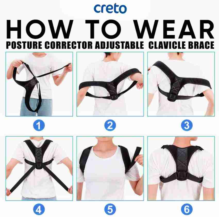 CRETO Posture Support Brace, Shoulder Back Support Belt for Men