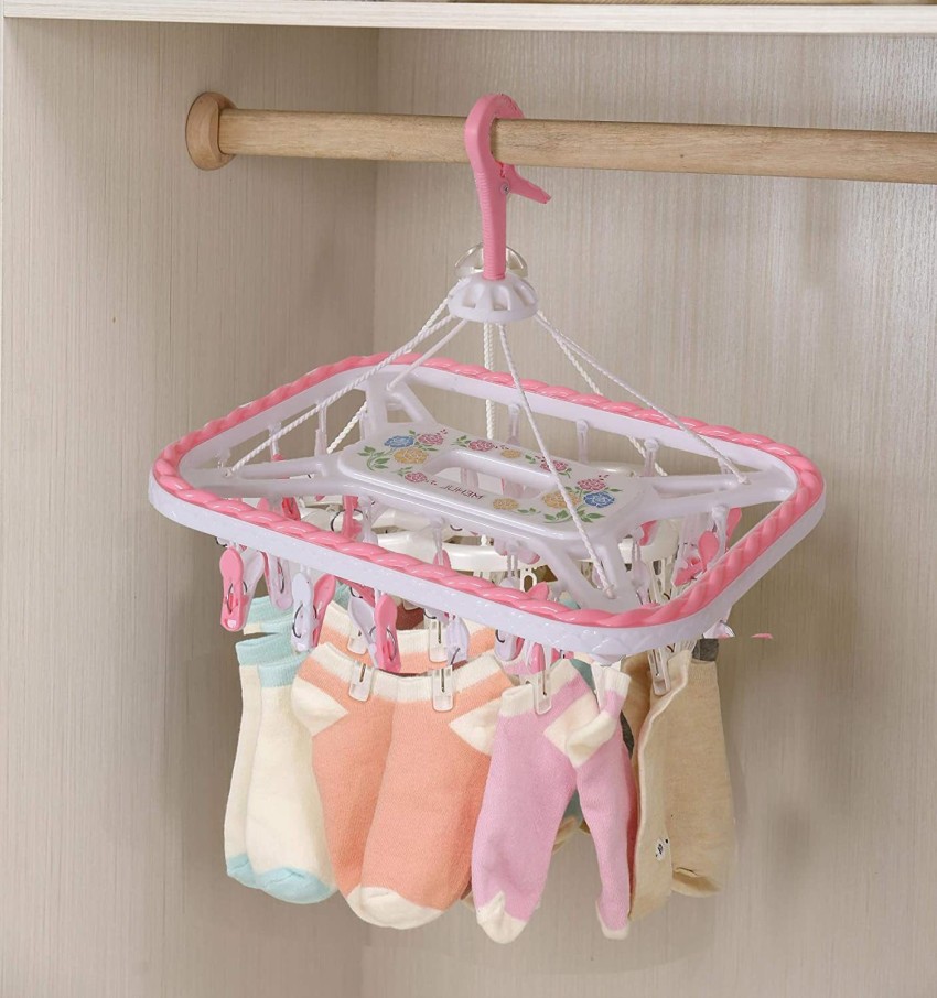 Plastic Pink Baby Clothes Clip Hanger, for Cloth Hanging