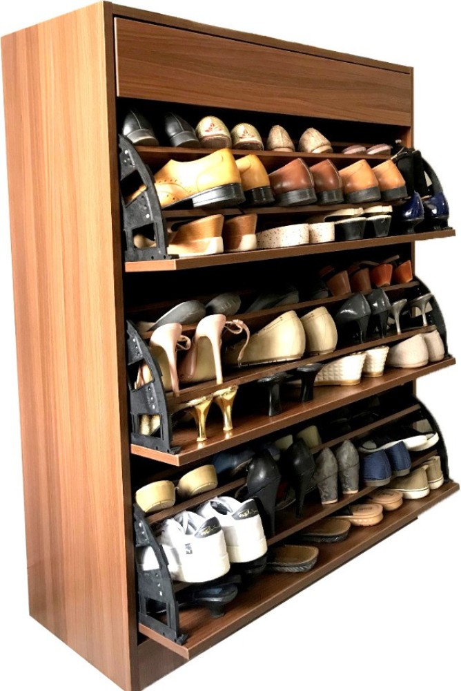 Wabi Wabi Shoe Rack 36 shoe Pairs Double Capacity Flip Down Door Dark Wenge Matt Engineered Wood Shoe Rack Price in India Buy Wabi Wabi Shoe Rack 36 shoe Pairs Double