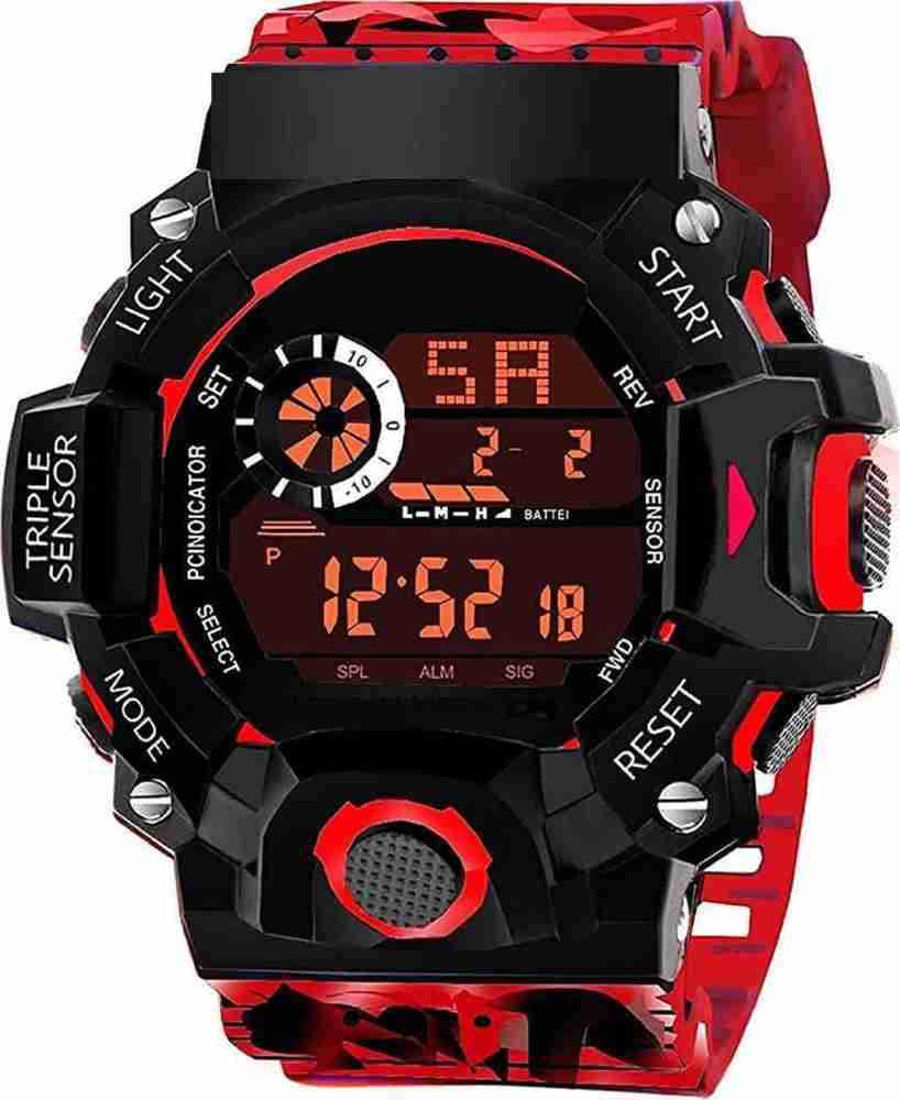 Red and black digital watch outlet