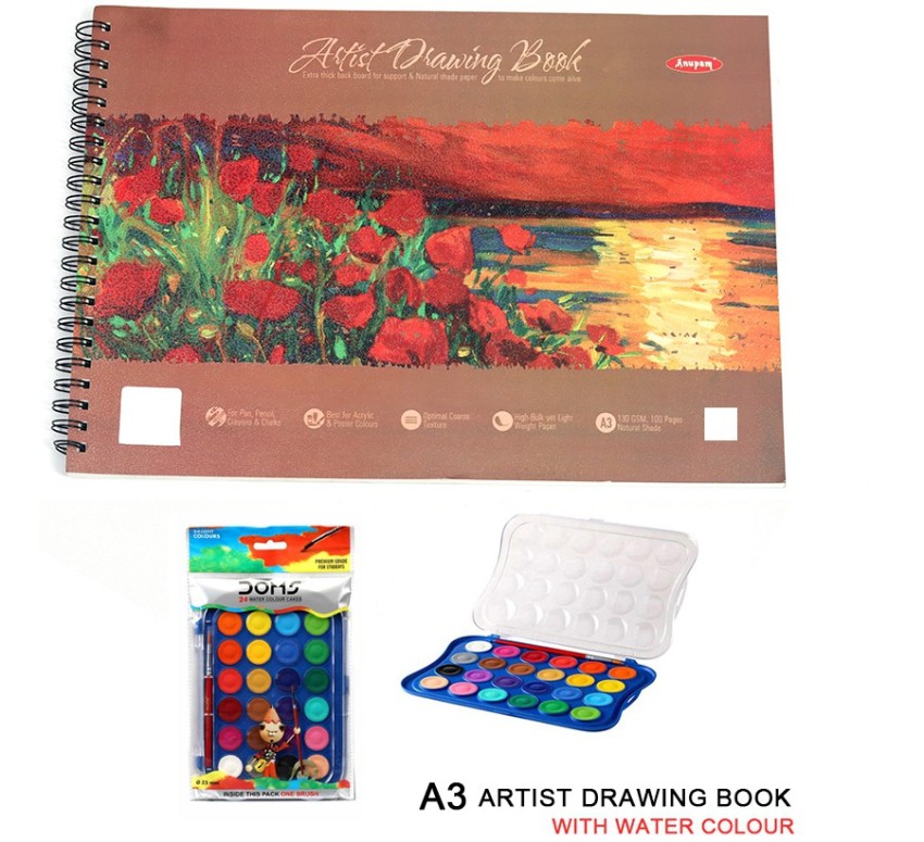 Sketch Book A3 For Drawing , Water Color , Poster Color , Acrylic