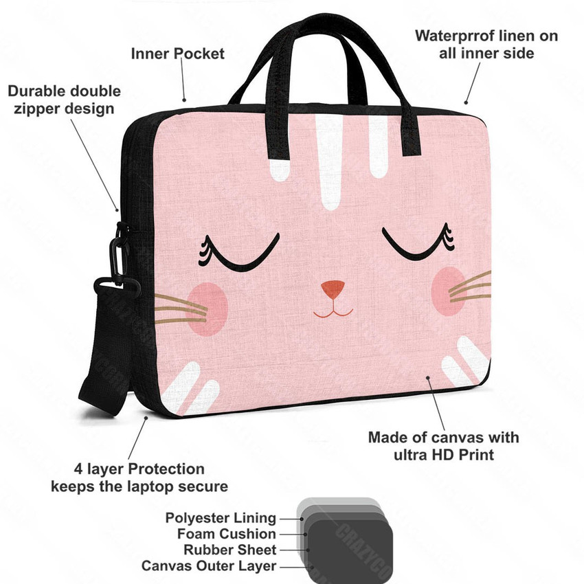Crazy Corner Sleeping Pink Cat Printed Office Laptop Bag Crazy Corner Flipkart