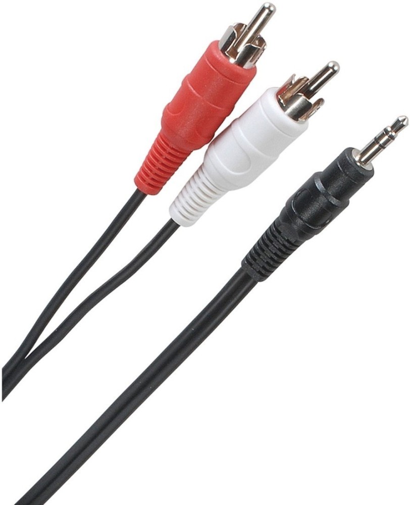 RS PRO Male 3.5mm Stereo Jack to Male RCA x 2 Aux Cable, Black, 1.5m