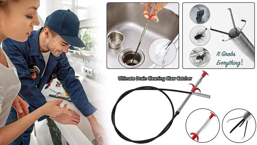 60cm Spring Pipe Dredging Tool Flexible Grabber Pickup Snake Cable Aid Grab  Trash A Drain Auger